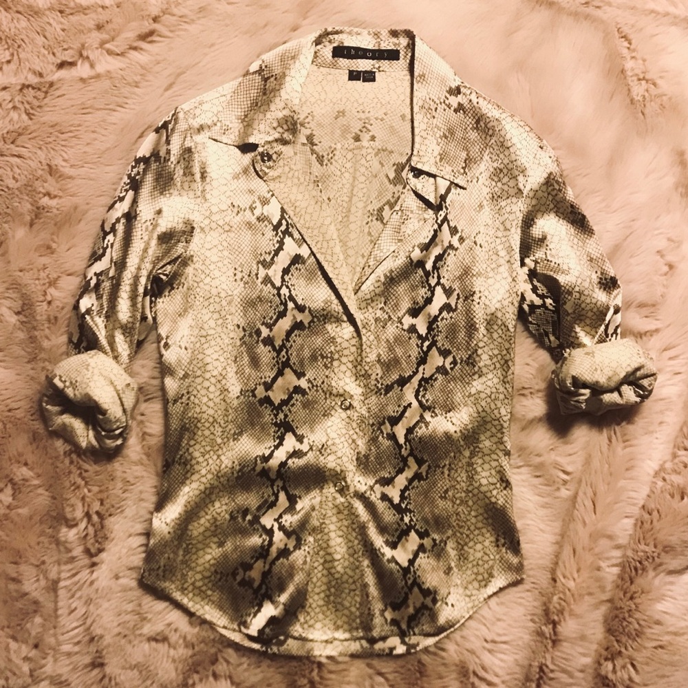Theory Petite Silk Python Button Down - image 6